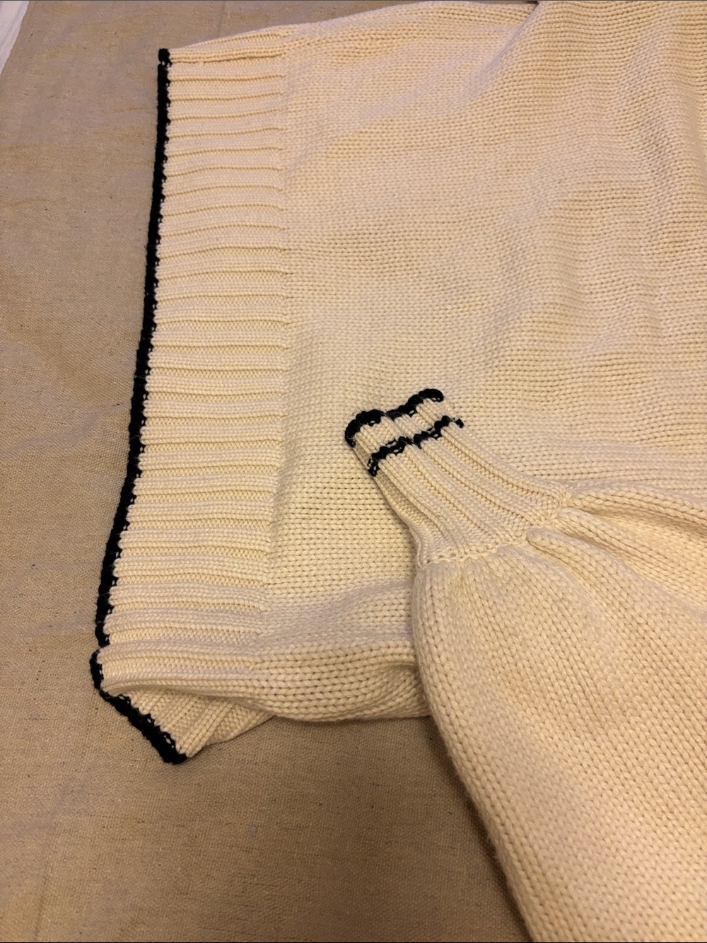 For Love & Lemons Marina Cream Knit Sailor Cardigan with Black Trim XS - Picture 14 of 15